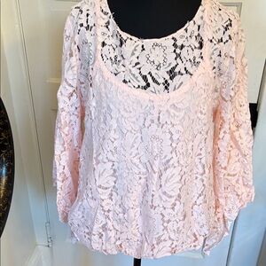 230 Alfani Pale Pink Floral Lace Blouse